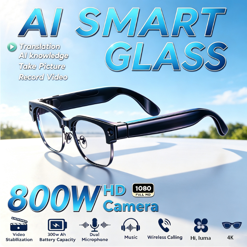 Audio Music Bluetooth - Kacamata Pintar 800W HD Pixel untuk
