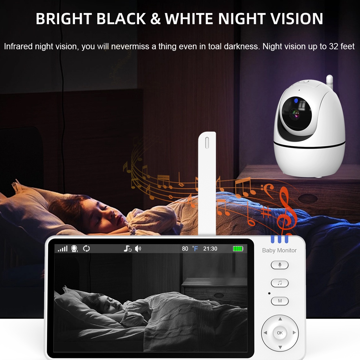 Monitor bayi Video 5 inci 2.4G - Audio Music Network ulasan dan harga